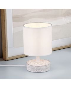 Ceramic table lamp white, Lola, with switch