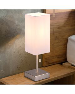 Nickel table lamp modern, Selma, with pull switch