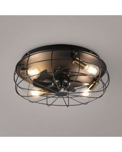 Black ceiling fan modern, Roberto, with remote control