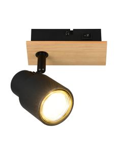 Black wall spotlight modern, Rajeev, with switch