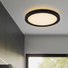 Plastic bathroom ceiling light black, Shivani, 15W, 3000K LED, IP44
