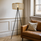 Bamboo floor lamp brown, Tina, with switch