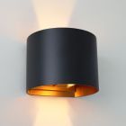 Up down wall light black iwth gold interior, Dion, 6W, 2700K LED, IP65