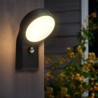 Modern outdoor wall light with motion sensor black, Tevfik, 9W, 3000K LED, IP44
