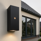 Modern outdoor wall light with dusk to dawn sensor black, Corella, IP54