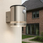 Modern solar outdoor wall light chrome, Tommy, 1W, 2700K LED, IP54