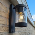 Modern outdoor wall light with motion sensor black, Musa, IP44