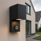 Modern outdoor wall light with motion sensor black, Corella, IP54