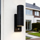 Modern outdoor wall light with motion sensor black, Pedro, IP44