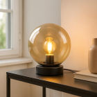 Modern table lamp amber, Dolf, with switch