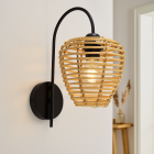 Rattan wall light brown, Irene, with switch