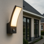 Modern outdoor wall light with motion sensor black, Manel, 12W, 3000K LED, IP44
