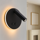 Modern wall light black, Robbie, 10W, 4000K LED, with switch