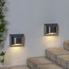 2-pack solar wall lights Amier, Silver, with twilight sensor