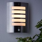 Metal outdoor wall light with motion sensor chrome, Alea, IP44