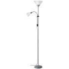 Aluminium reading floor lamp silver, Josephina, with switch