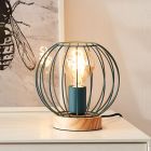 Wood table lamp blue, Donato, with switch