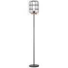 Wood floor lamp black, Taede, with switch