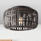 Wood flush ceiling light black, Brain