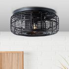 Wood flush ceiling light black, Deacon