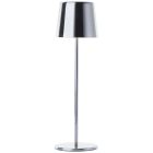 Modern rechargeable outdoor table lamp nickel, Skander, 4W, warm to cold white adjustable LED, IP44, with touch dimmer