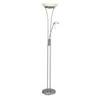 Glass reading floor lamp chrome, Ivan, 18W, 3000K LED, with switch