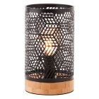 Wood table lamp black, Sherona, with switch