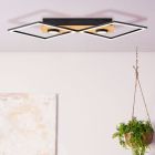 Wood flush ceiling light black, Virginia, 32W, 3000K LED
