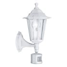 White classic outdoor wall light with motion sensor aluminium, Alieke, IP44
