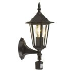 Black classic outdoor wall light with motion sensor aluminium, Alieke, IP44
