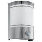 Silver modern outdoor wall light with motion sensor glass, Aartje, IP44
