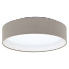 Taupe modern flush ceiling light fabric, Abano, 12W, 3000K LED