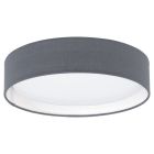 Grey modern flush ceiling light fabric, Abano, 12W, 3000K LED