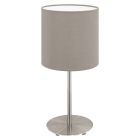 Taupe modern table lamp fabric, Abano, with switch