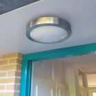 Silver outdoor wall light with dusk to dawn sensor glass, Bob, IP44