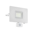 White outdoor wall light with motion sensor aluminium, Joey, IP44