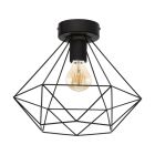Black industrial flush ceiling light steel, Costel