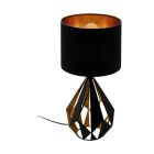 Black design table lamp steel, Acri, with switch