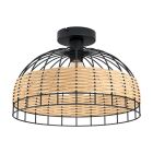 Black rustic flush ceiling light steel, Guillaume
