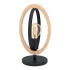 Wood table lamp brown, Angeline, with switch