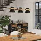 Black retro pendant light wood, Juanita
