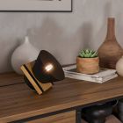 Black retro table lamp wood, Juanita, with switch