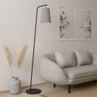 Grey floor lamp fabric, Allan, with switch