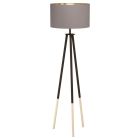 Wood tripod floor lamp brown, Anish, with switch