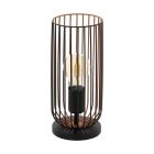 Copper industrial table lamp steel, Silje, with switch