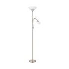 Nickel reading floor lamp plastic, Burgo, with switch
