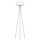 Nickel design tripod floor lamp glass, Skyler, with switch