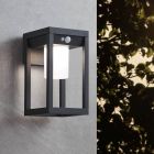 Black modern solar outdoor wall light aluminium, Kwame, 3,7W, 4000K LED, IP44