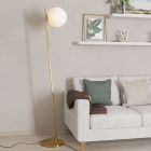 Brass modern floor lamp glass, Polly, with switch