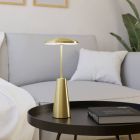 Golden modern table lamp steel, Ishika, 2,8W, white switch LED, IP54, with touch dimmer